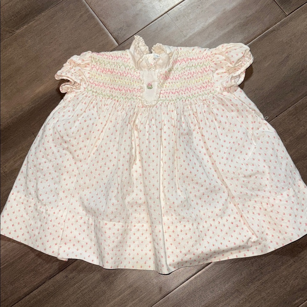 Nannette Vintage Smocked Ditsy Floral Puff Sleeve Dress SZ 6-9 Months